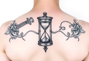 mother/son: music, hourglass, pocket watch, puzzle pieces, strength, forgiveness, love, infinity tattoo idea