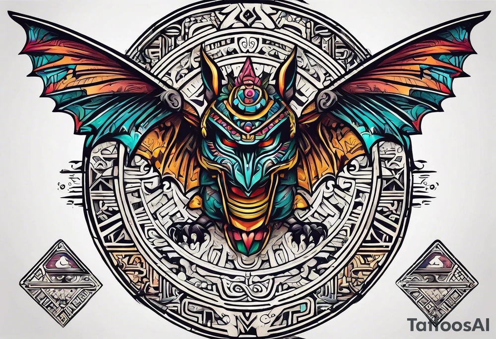 Mayan hieroglyph for family with bat tattoo idea