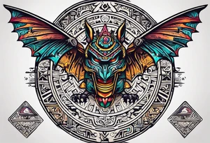 Mayan hieroglyph for family with bat tattoo idea