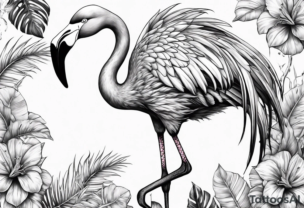 Flamingo with scorpion lower body tattoo idea