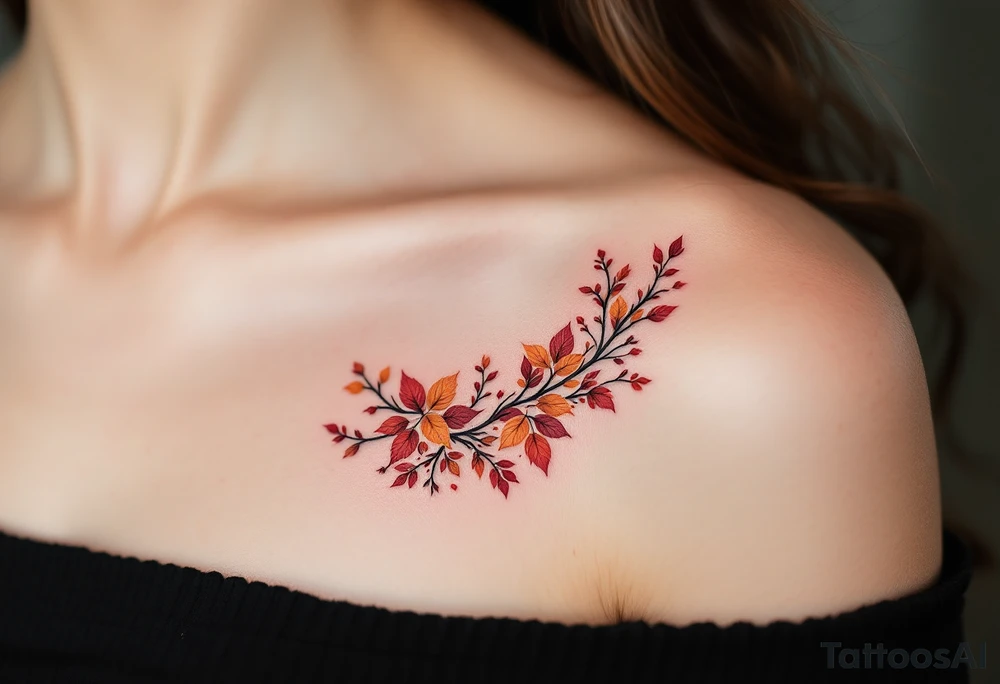 Sebastian 18. 08. 2021 – Burnt orange and deep red autumn leaves and branches surrounding Sebastian's birthdate, in a modern, bold font. tattoo idea