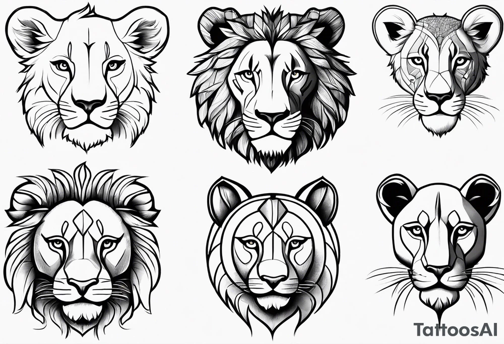 super cute minimal cartoon lion cub tattoo idea