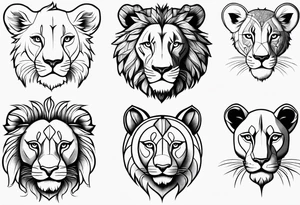 super cute minimal cartoon lion cub tattoo idea