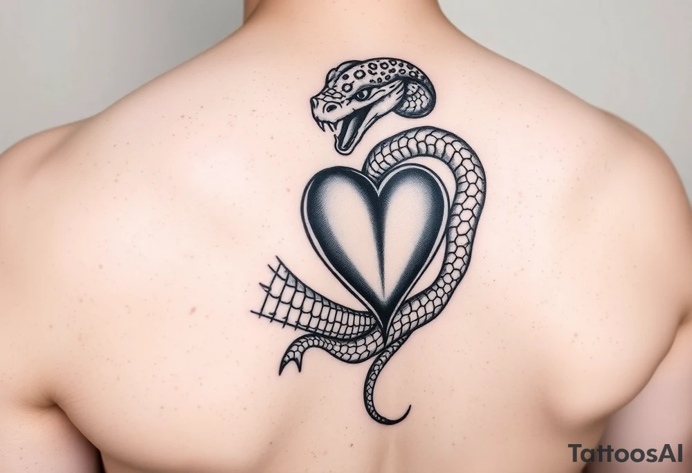 Can you give an example of a snake tattoo that wraps around the elbow and ends on the forearm on the ulnar side? With the words jealous, shame, and black heart subtly incorporated. tattoo idea