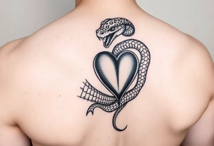 Can you give an example of a snake tattoo that wraps around the elbow and ends on the forearm on the ulnar side? With the words jealous, shame, and black heart subtly incorporated. tattoo idea