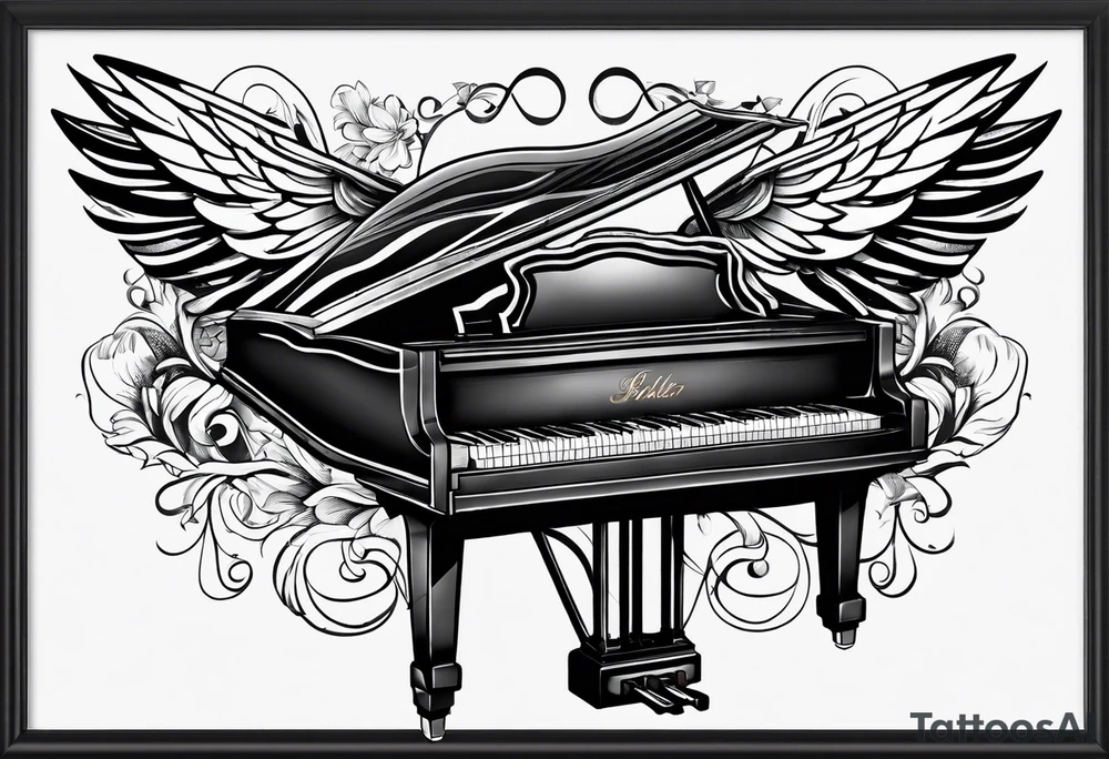 wing piano tattoo idea