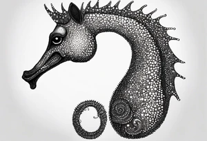 Seahorse made with drag pointillism tattoo idea