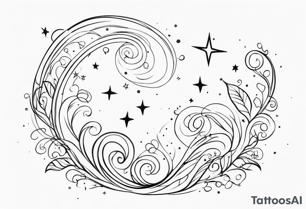 small stars and curls tattoo idea