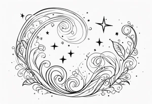 small stars and curls tattoo idea