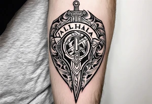 Valhalla sword shield lightning tattoo idea