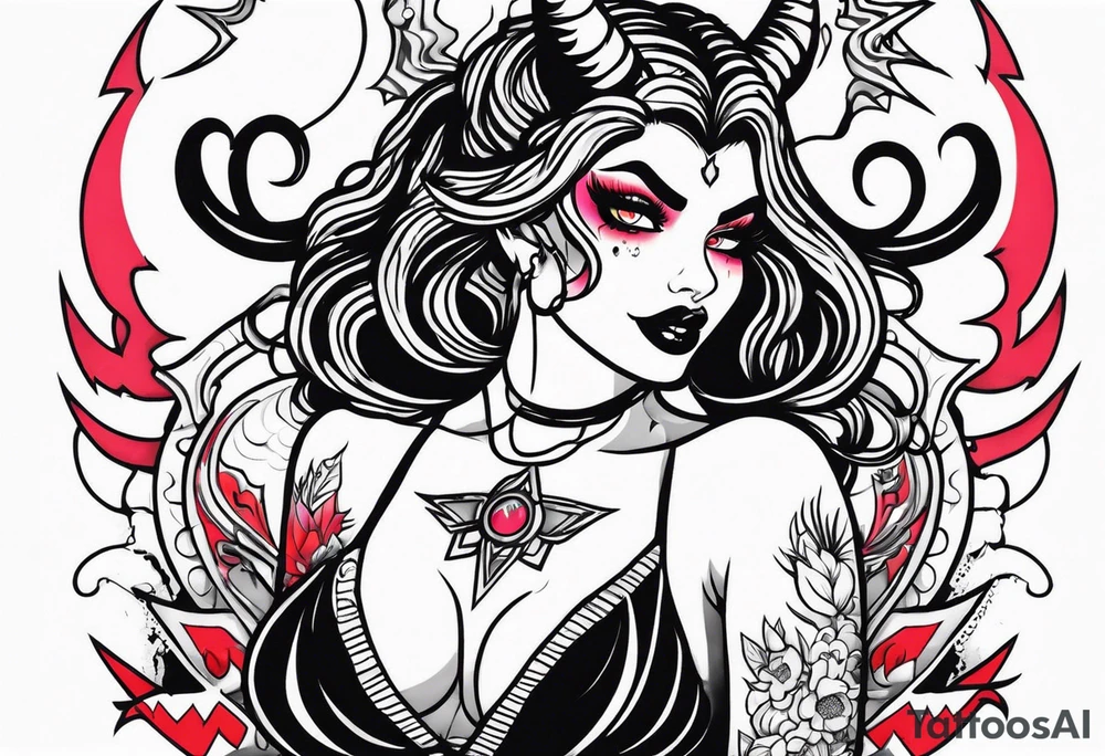 Hot demon girl tattoo idea