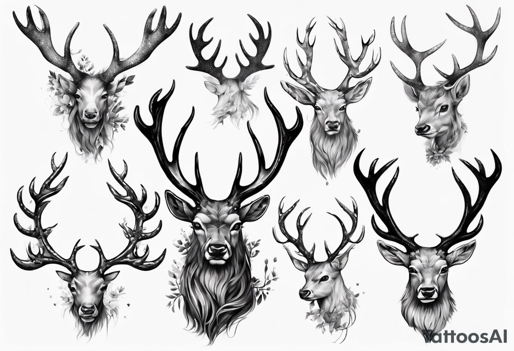 Majestic stag with exaggerate  antlers tattoo idea