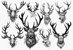 Majestic stag with exaggerate  antlers tattoo idea