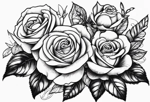 roses with birds and name tattoo idea