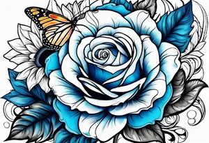 animal flower rose and blue, sunflower, tattoo idea
