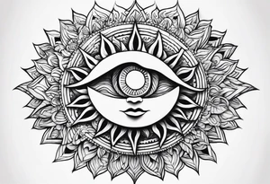 a simple sun with eyes and mouth tattoo idea