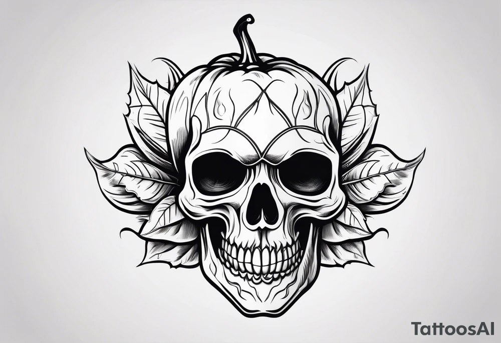 A chilli pepper with a skull on it facing one of the sides. tattoo idea