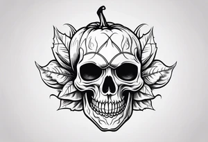 A chilli pepper with a skull on it facing one of the sides. tattoo idea