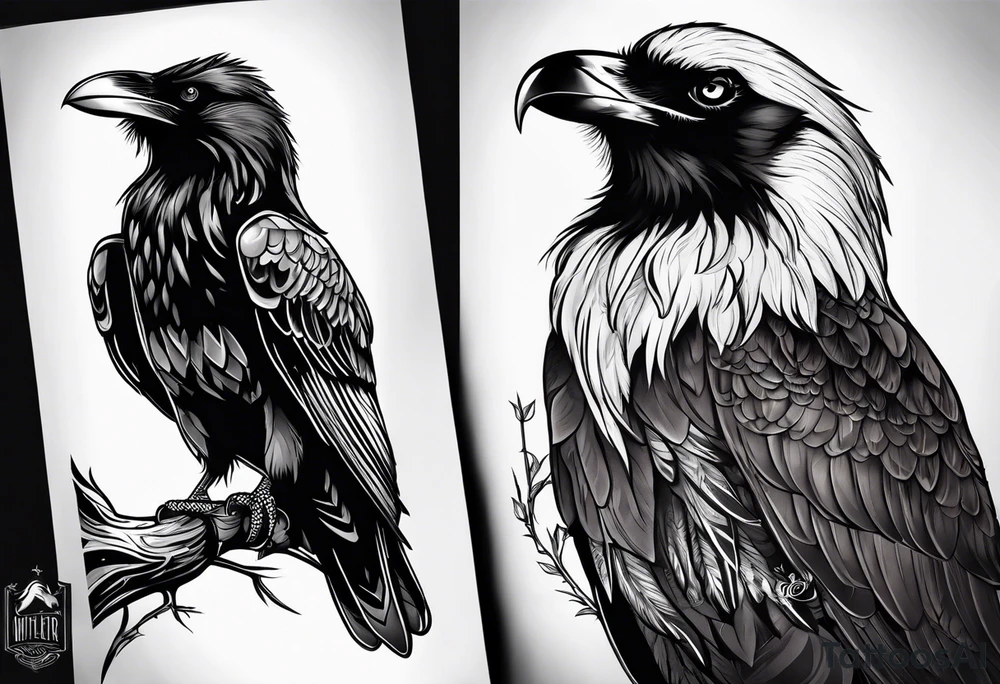 raven dad and osprey mother tattoo idea