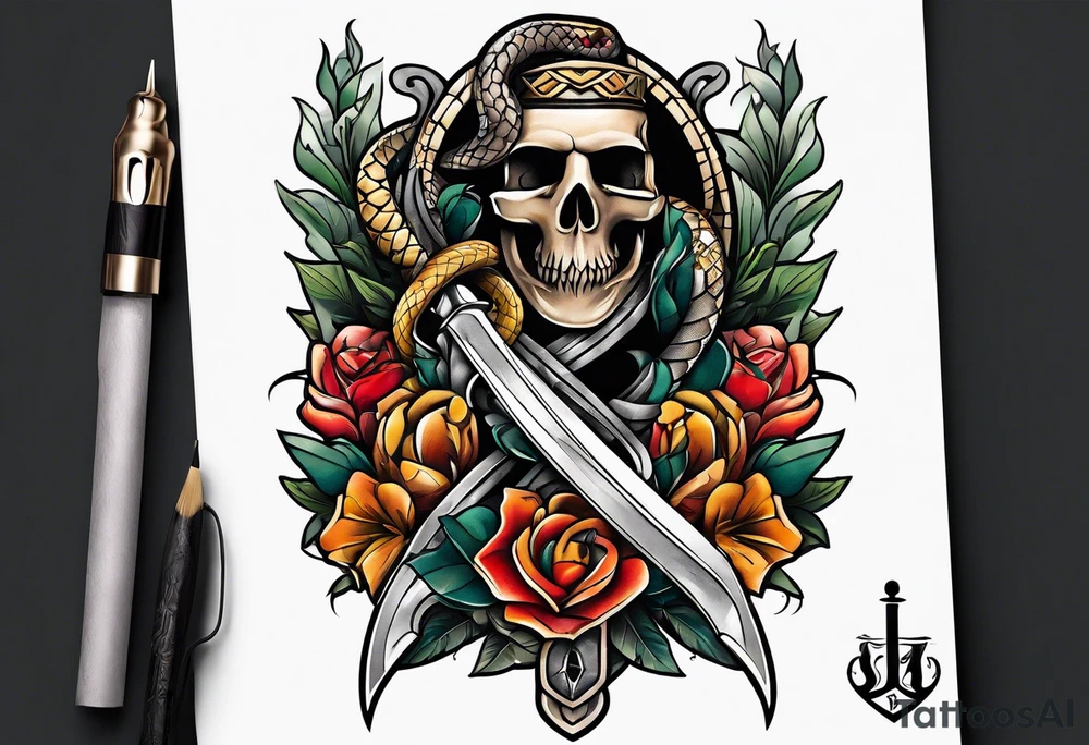 snake and dagger tattoo idea