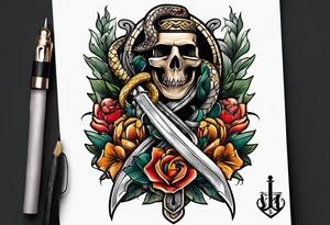 snake and dagger tattoo idea