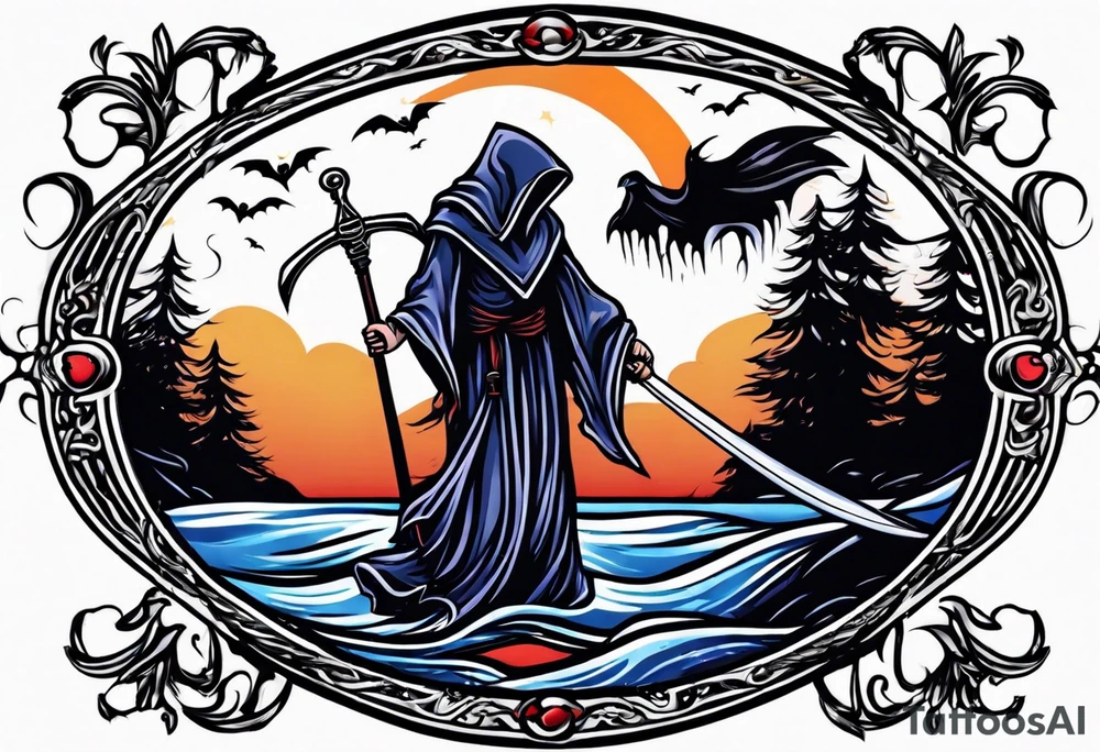 Grim reaper falls in love tattoo idea