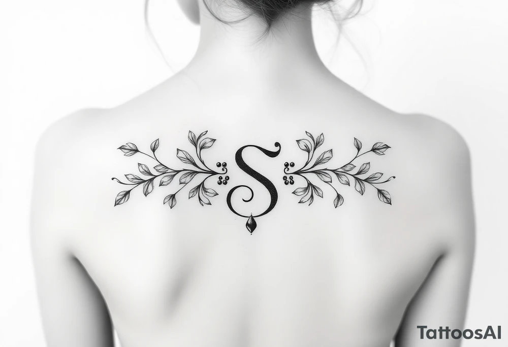 Lorbeerkranz mit Buchstabe S tattoo idea