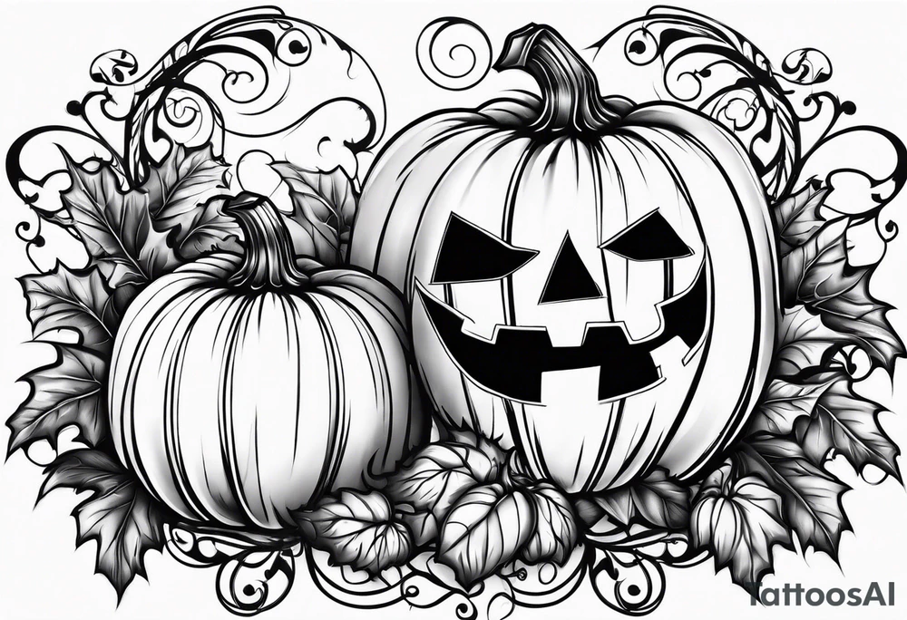 Pumpkin with vines no face tattoo idea