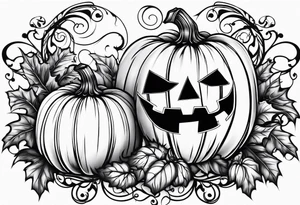 Pumpkin with vines no face tattoo idea
