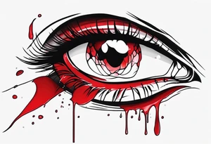 Bleeding tear flows to down from eye sleeve tattoo design tattoo idea