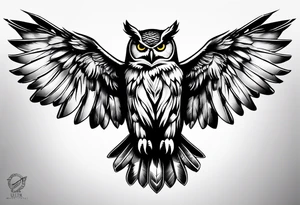 Owl in flight for left of chest tattoo idea