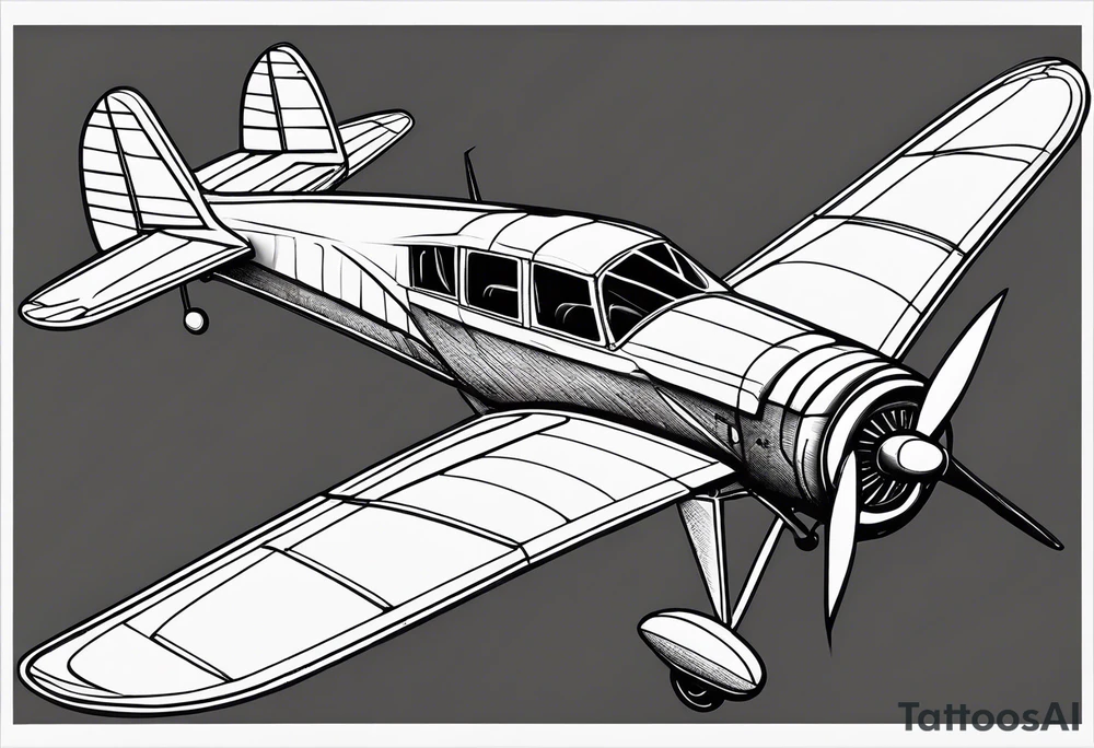 sketch of adventure plane in perspective from the bottom tattoo idea
