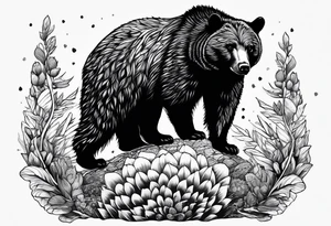 black bear and hedgehog, bear stands over hedgehog tattoo idea