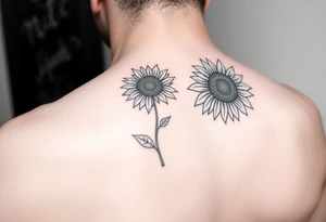 Small minimalist line art inspired by daughter Harlow and sunflower. 3x3 tattoo idea