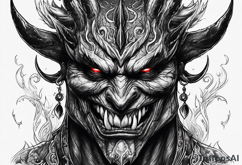 Dark demon with blood tattoo idea