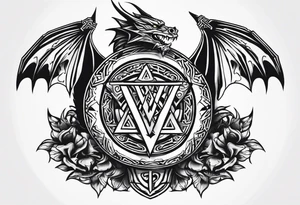 Sword shield dragon Valhalla valknut tattoo idea