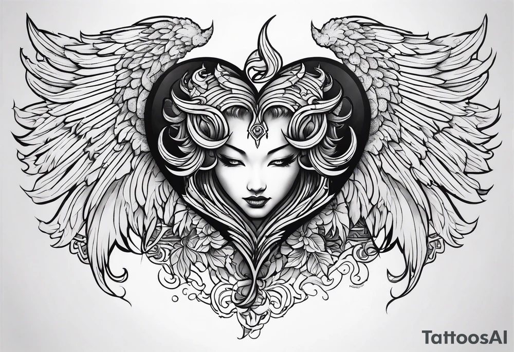 angelish devil heart/wings tattoo idea