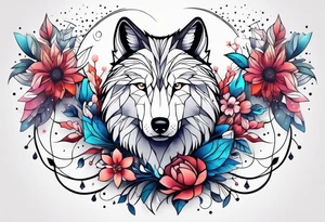 Constellation, animal wolf snow , géométric , flower tattoo idea