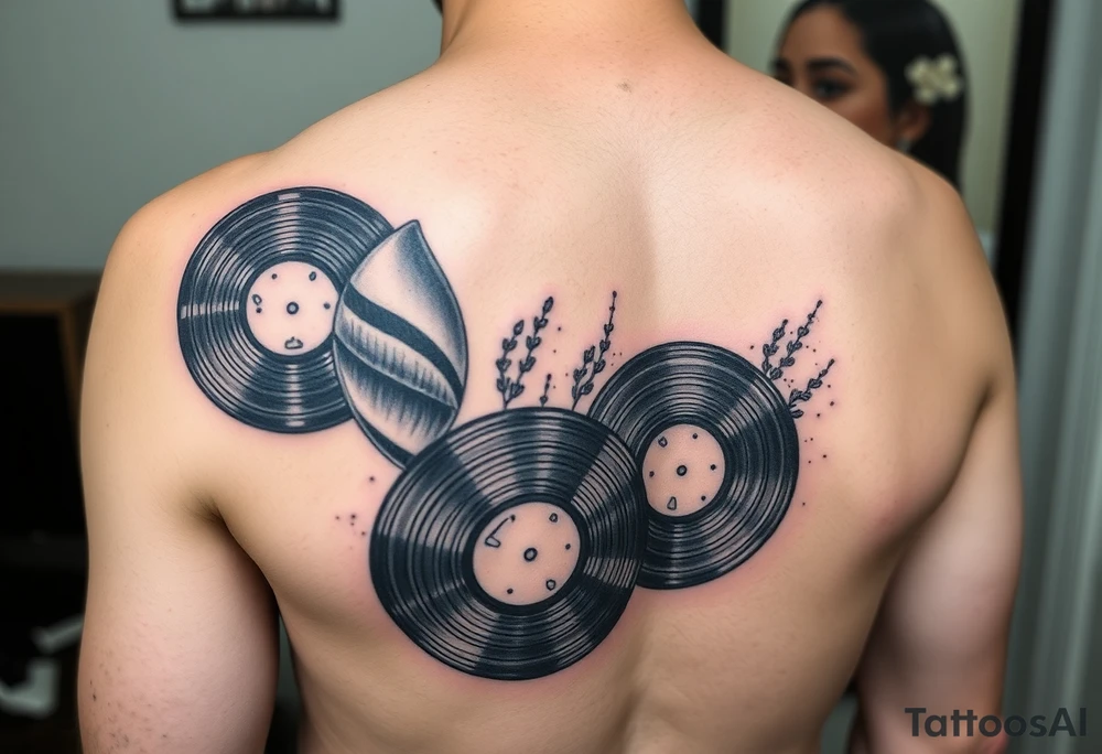 vinyl records with water color tattoo idea