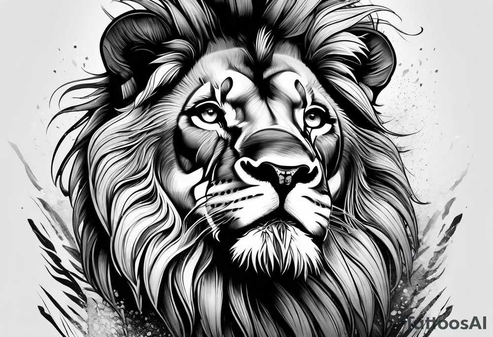 powerful majestic lion, close-up tattoo idea