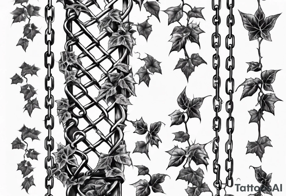 chain link fence with pointy ivy tattoo idea