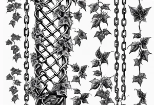 chain link fence with pointy ivy tattoo idea