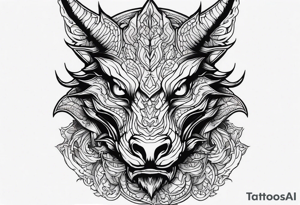 Dragon head facing front tattoo idea