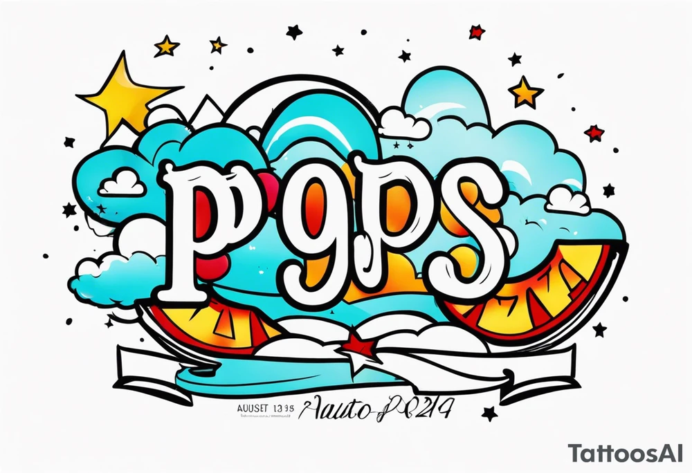 Simple memorial tattoo with the date August 13,2024 and the name”pops” tattoo idea