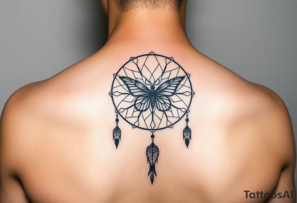 Small Simple dream catcher with butterfly in center tattoo idea