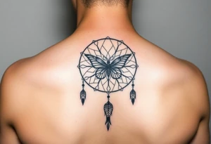 Small Simple dream catcher with butterfly in center tattoo idea