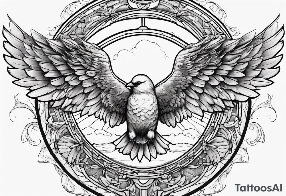 Angel baby birds flying heaven gate tattoo idea