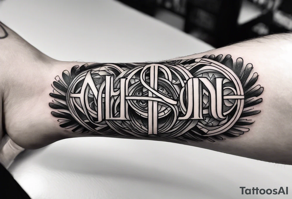 small tattoo on the forearm of a man with the initials MLJ, date of birth 22/09/22 in the style of a moluccan tattoo tattoo idea