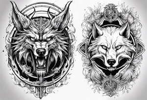 Upper arm sleeve with Odin and Fenrir tattoo idea