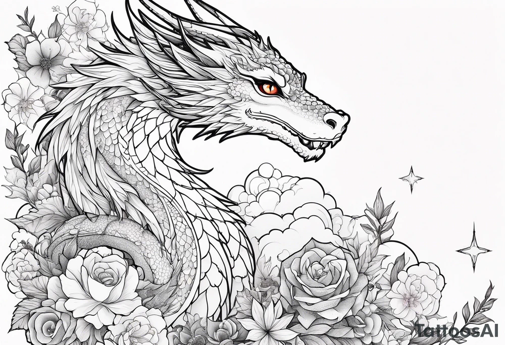 Constellation, wing , snow , cross , dragon female japan kawaii , flower tattoo idea
